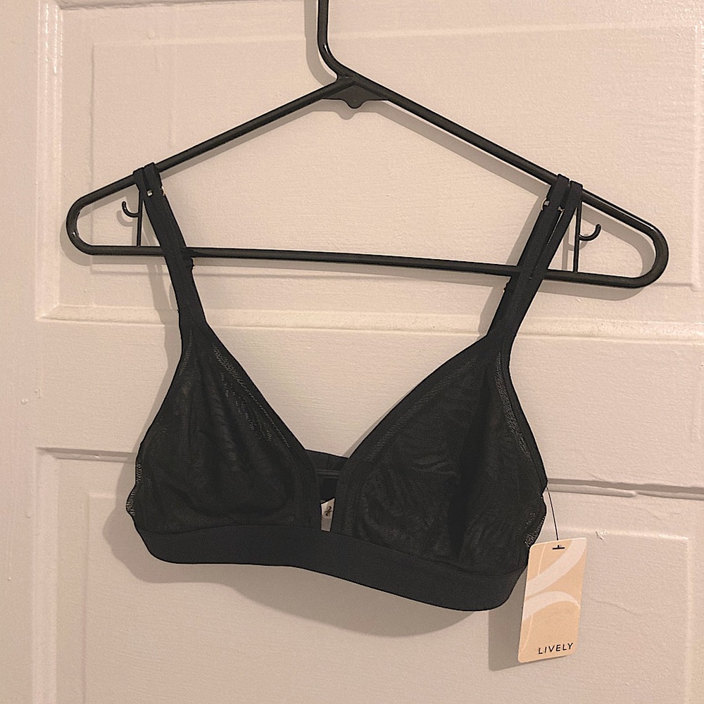 Lively black double layer sheer pattern bralette